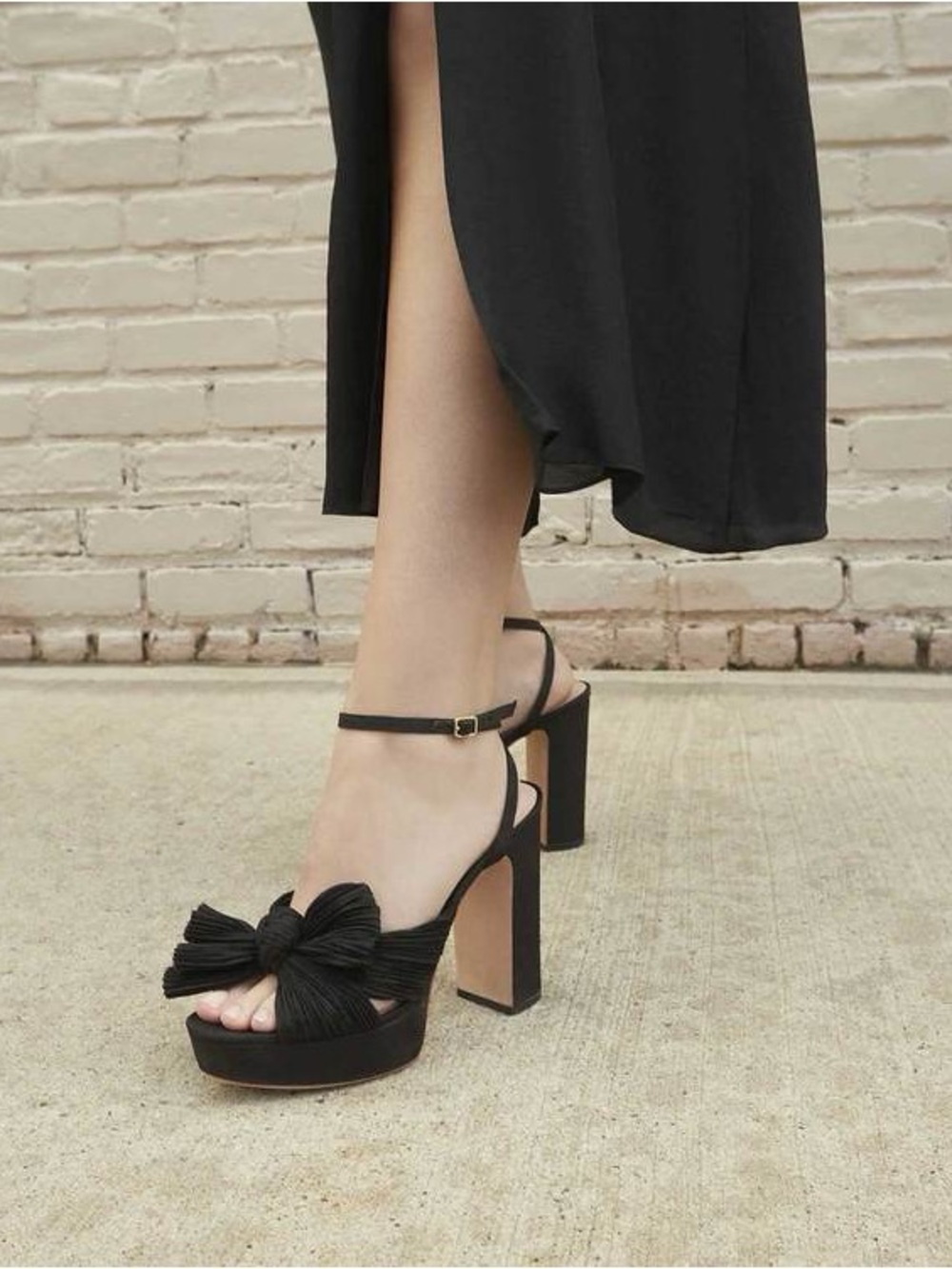 Natalia Platform Bow Heal - Black